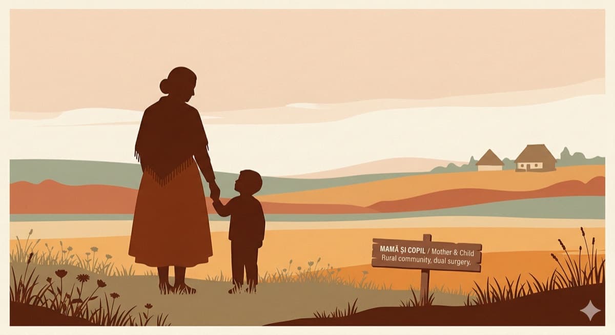 Mamă și copil dintr-o comunitate rurală